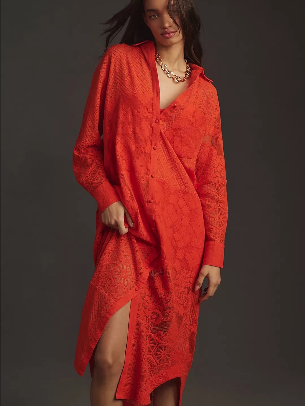 Maeve Long-Sleeve Collared Shirt Dress NWOT size large